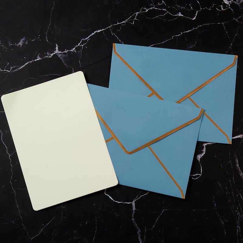 Homtable 100 Pack A7 Envelopes 5 x 7 Envelopes with Gold Border for Office, Wedding Gift Cards, Invitations, Graduation, Baby Shower, Parties (Dusty-Blue, 5.32 x 7.28 Inches) - Image 5